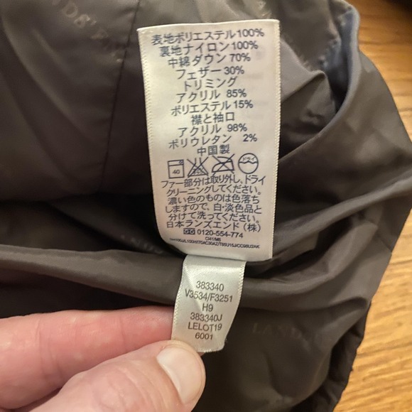 Lands' End Jacket Womens XS Petite Brown Quilted Down Faux Fur Hood Parka Zip - Picture 12 of 14